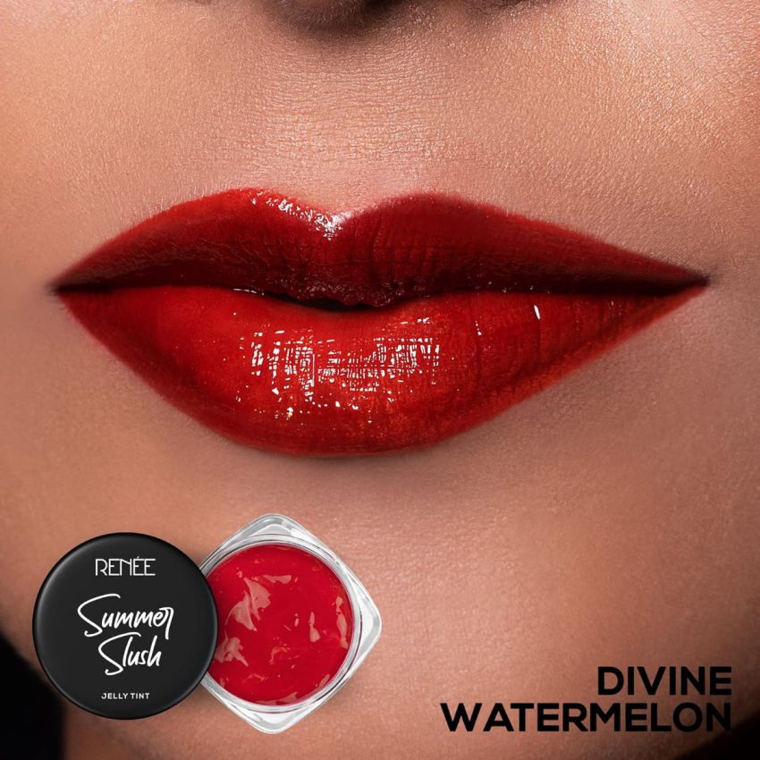 RENEE Summer Slush Jelly Tint Divine Watermelon 13gm| For Lips & Cheeks| Enriched with Natural Fruit Extracts| Keeps Lips Soft & Hydrated| Cruelty Free
