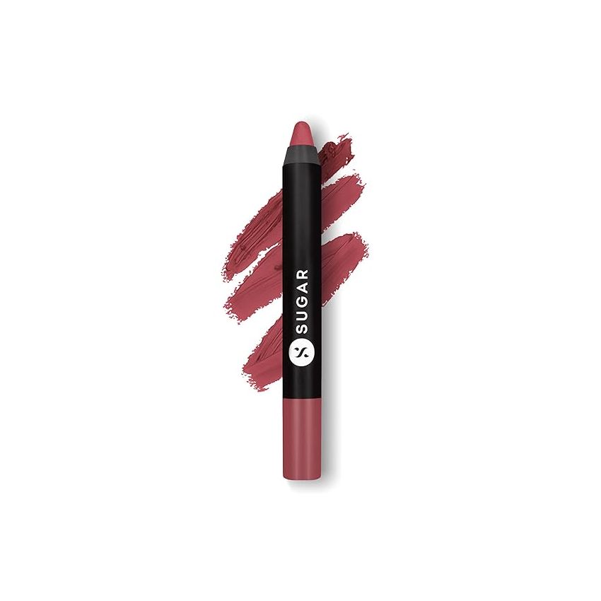 SUGAR Cosmetics Matte As Hell Crayon Lipstick with Sharpner | Smudgeproof | Lasts Upto 8+ Hrs | 2.8gm - 23 Jessica Day