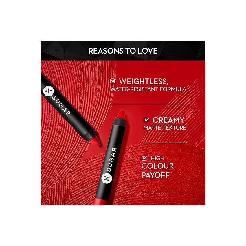 SUGAR Cosmetics Matte As Hell Crayon Lipstick with Sharpner | Smudgeproof | Lasts Upto 8+ Hrs | 2.8gm - 23 Jessica Day