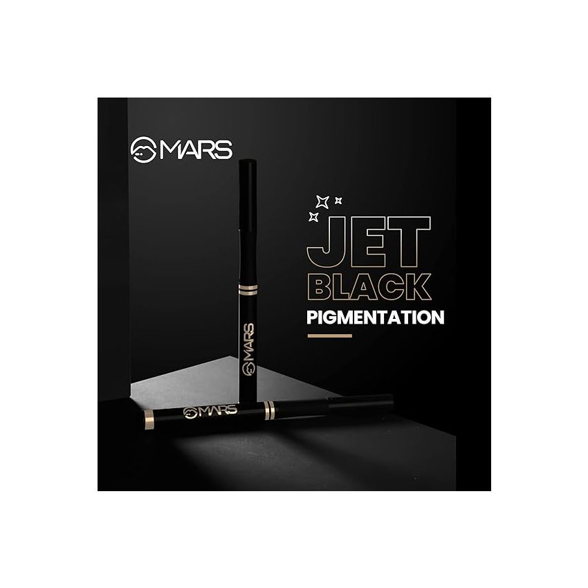 MARS Smudge Proof Liquid Pen Eyeliner with Ultra Fine Tip | Matte Finish & Water Resistance (1.5g) (Jet Black)