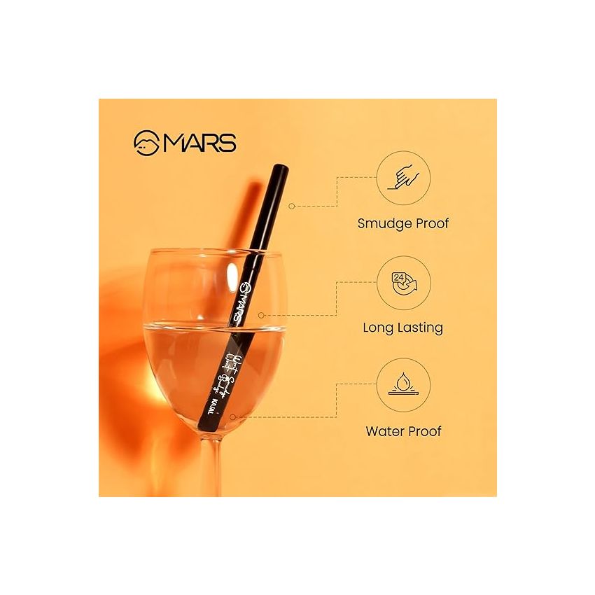 MARS won't Smudge Long Lasting Waterproof Super Black Kajal (Jet Black, 0.35 g)