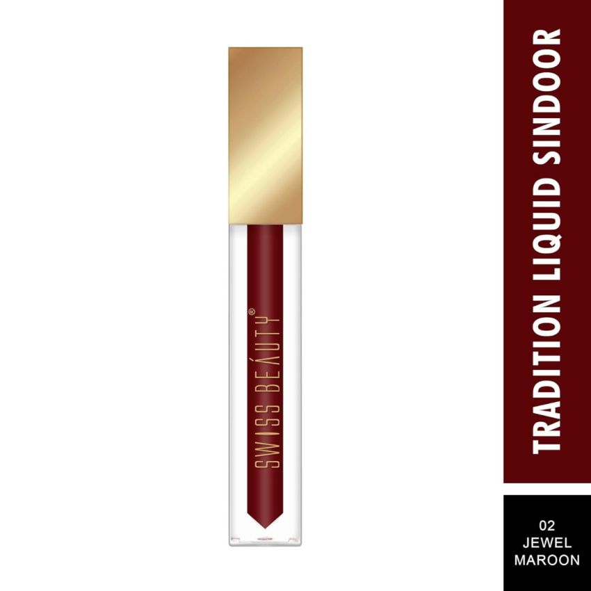Swiss Beauty Tradition Liquid Sindoor| Smudge-Proof | Long-Lasting | Shade- Jewel Maroon, 6ml