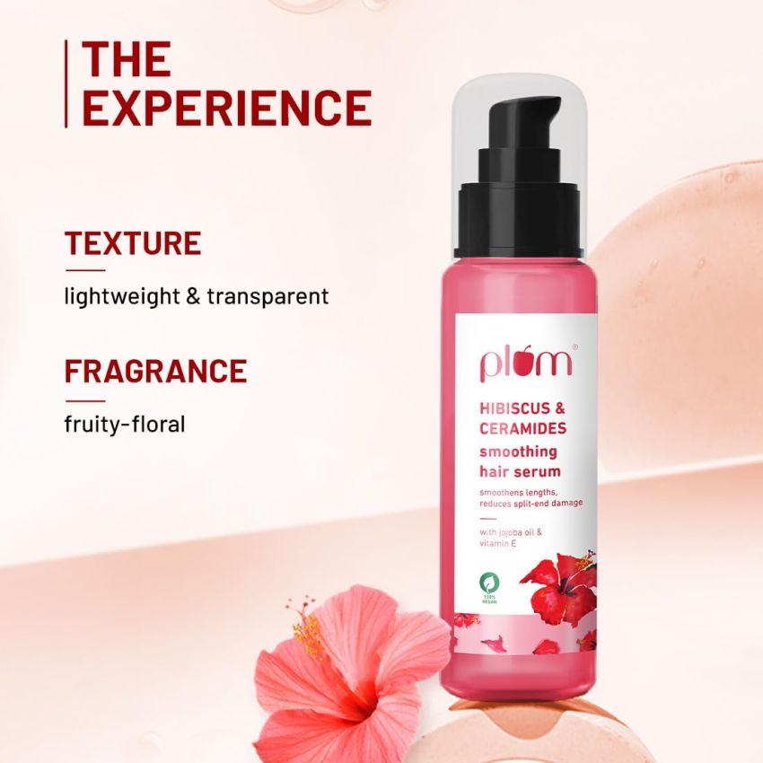 Plum Hibiscus Hair Serum for Long Hair, with Ceramides, Jojoba Oil and Vitamin E I Strong, Shiny Hair I Hair Serum for Women & Men I Serum for Hair Smoothing I 75ml