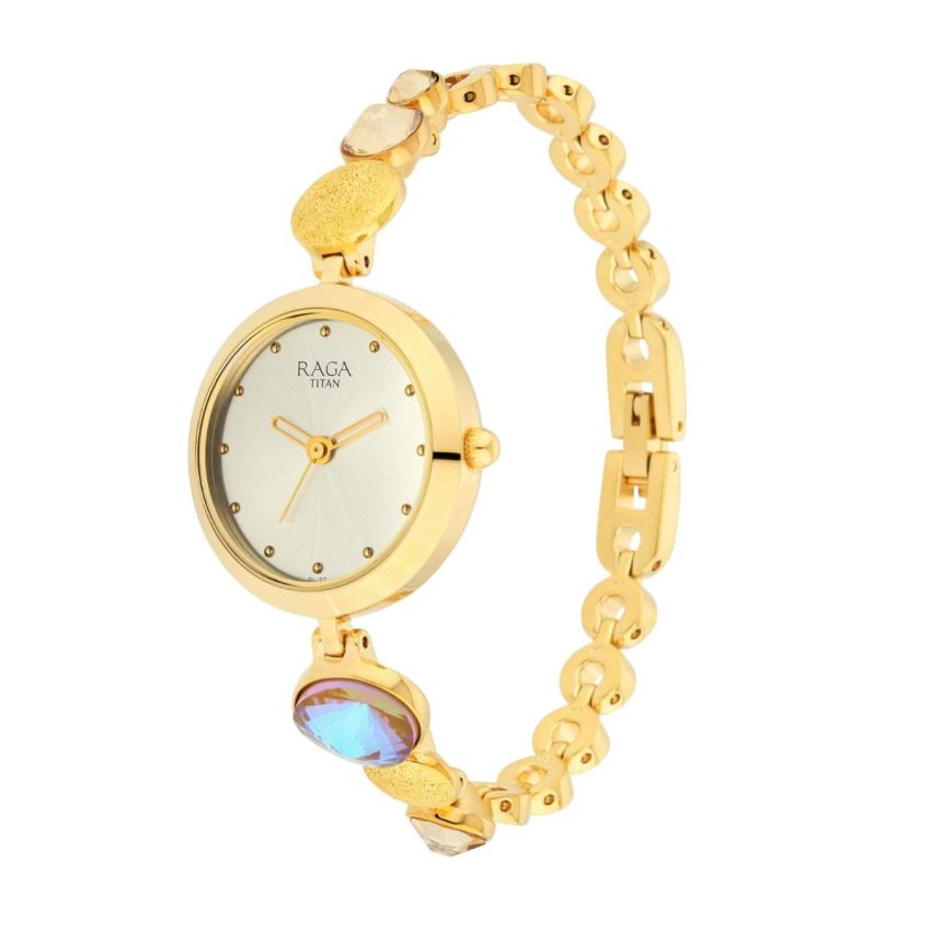 Titan Raga Moments of Joy Mother of Pearl Dial Women Watch with Metal Strap-NS2606YM07/NT2606YM07