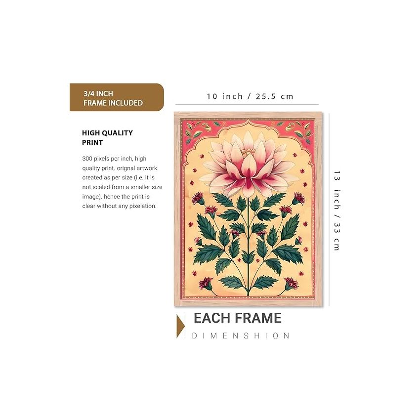 kotart Polystyrene-Painting For Wall Decoration Frames|Traditional Indian Art Pichwai Wall Décor Paintings|Traditional Wall Poster With Frames Set Of 6 (10X13 Inch, K)