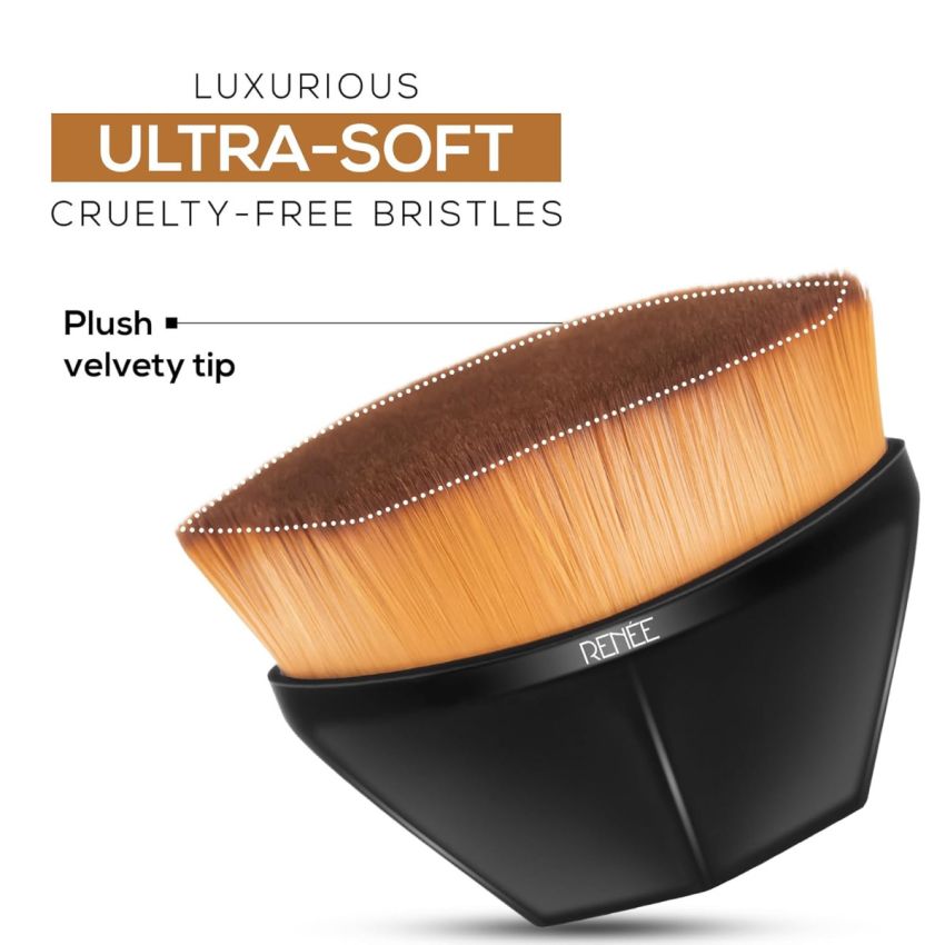 RENEE Kabuki Ultra-soft Brush (Black) - Ideal for Powder and Liquid Makeup, Ensures Quick and Even Application With Cruelty-free Bristles. Travel-friendly and Perfect for on-the-go Makeup Revolution