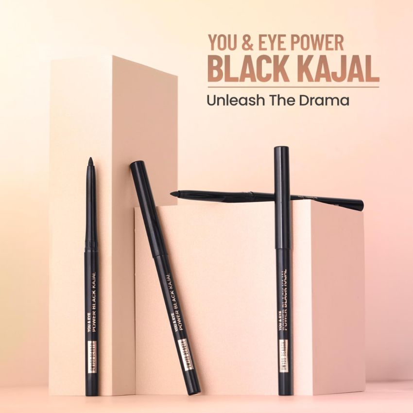 Swiss Beauty You & Eye Power Black Kajal | Waterproof & Smudge-Proof | 24 Hour Stay | Matte Finish Black Kajal | 0.30gm