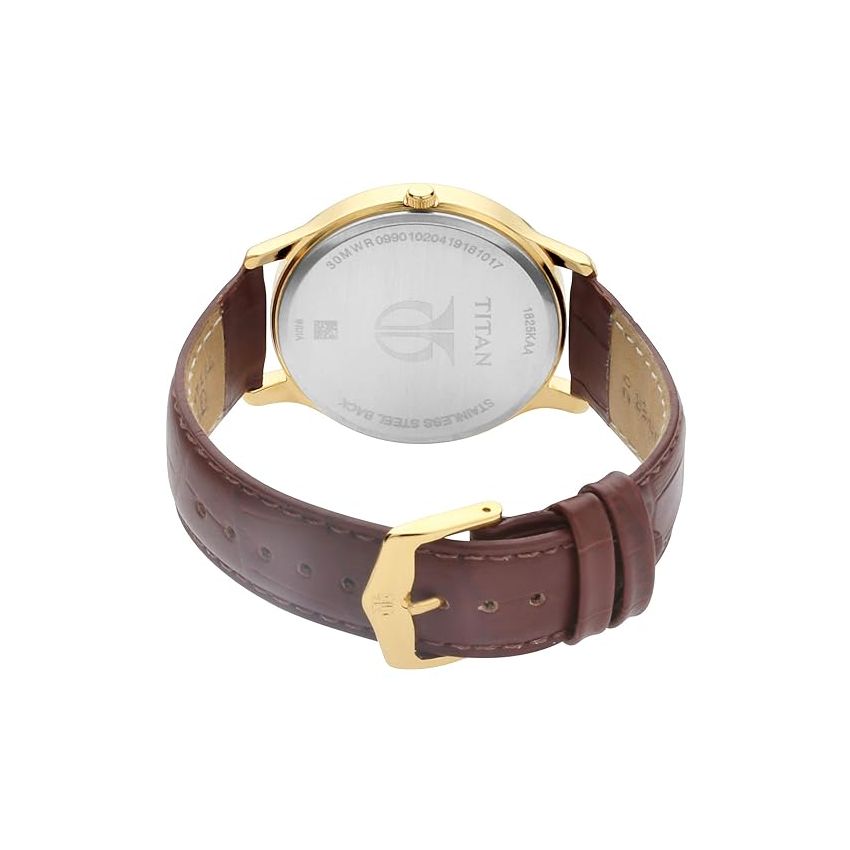 Titan Quartz Analog with Date Black Dial Leather Strap Watch for Men-NS1825YL01/NT1825YL01