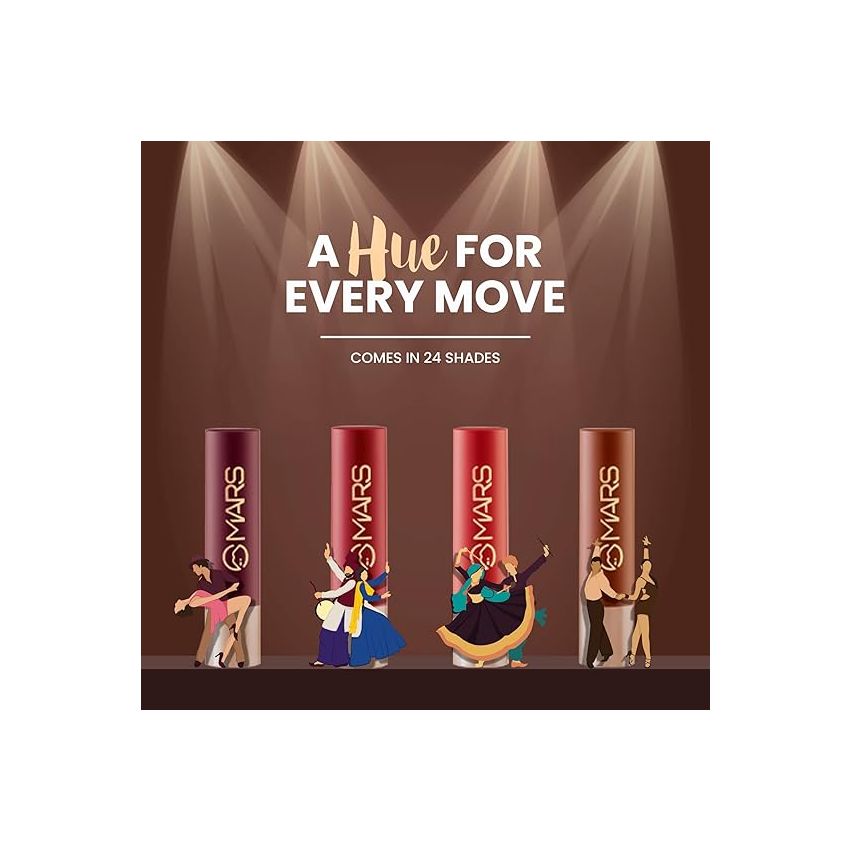 MARS Creamy Matte Long Lasting Lipstick for Women | Creamy Lipstick | Single Swipe Application | Smooth & Light Weight (3.2 gm) (01-Kathak Kween)