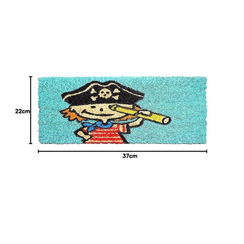 Onlymat Natural Coir Cartoon Boy Printed Doormat for Kids Living Room, Indoor, Outdoor, Patio, Home, Weatherproof, Large and Thick (37cm x 22cm)