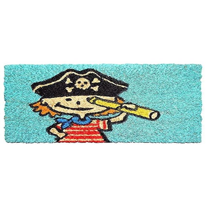 Onlymat Natural Coir Cartoon Boy Printed Doormat for Kids Living Room, Indoor, Outdoor, Patio, Home, Weatherproof, Large and Thick (37cm x 22cm)