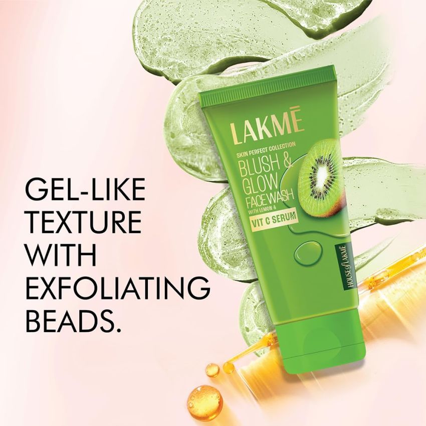 LAKMÉ Blush & Glow Refreshing Kiwi Facewash, with Vitamin C Serum & Fruit extracts, 100g