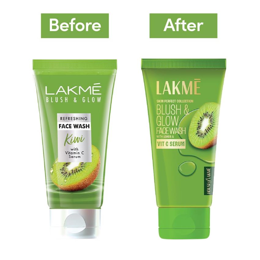 LAKMÉ Blush & Glow Refreshing Kiwi Facewash, with Vitamin C Serum & Fruit extracts, 100g