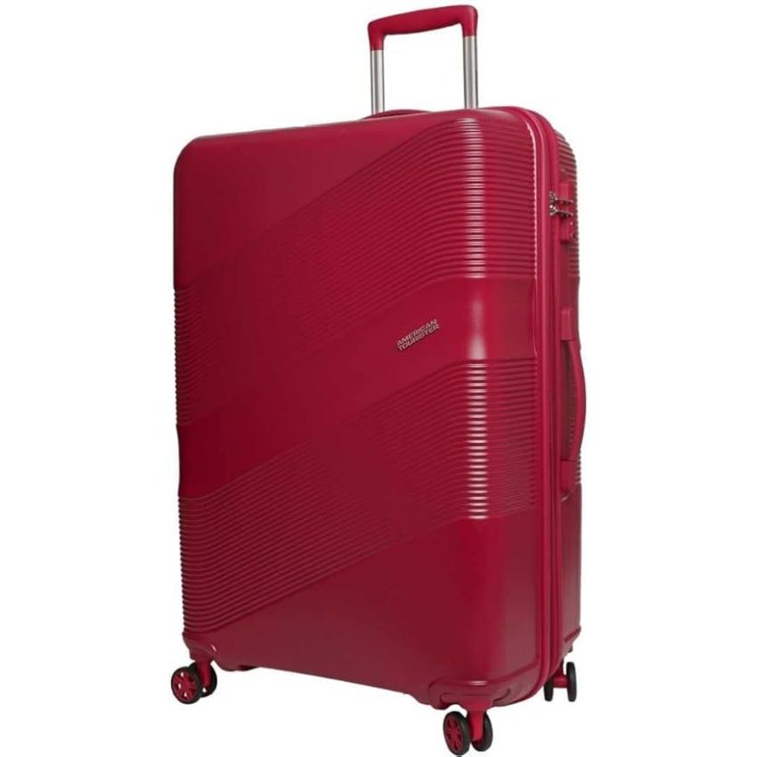 American Tourister Krypton 55 Cms Polycarbonate Hardsided Small Cabin Luggage|Speed_Wheel 8 Wheel Suitcase|Trolley Bag, Red