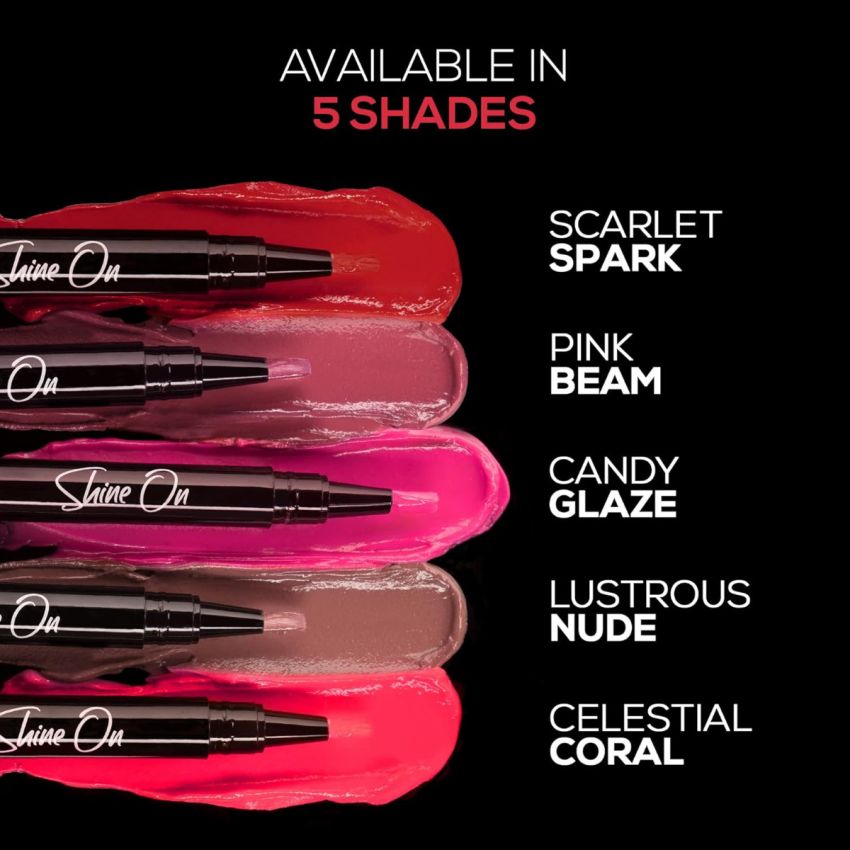RENEE Shine on Lip Lacquer Scarlet Spark 1.8ml - Long Lasting, Lightweight, Non Drying & Non Sticky, High Gloss, Intense Color & Glassy Shine