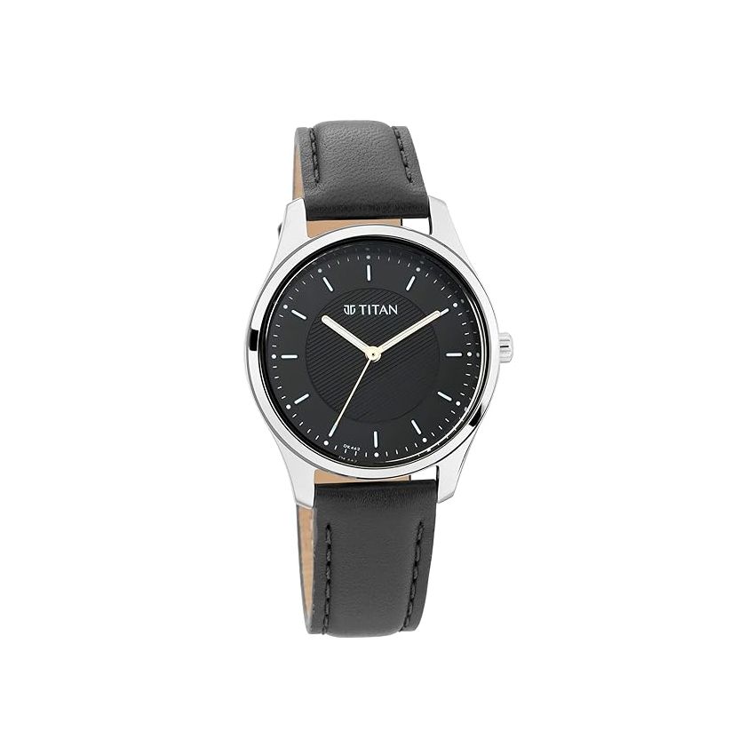 Titan Workwear Black Dial Women Watch With Leather Strap-NS2639SL01/NT2639SL01