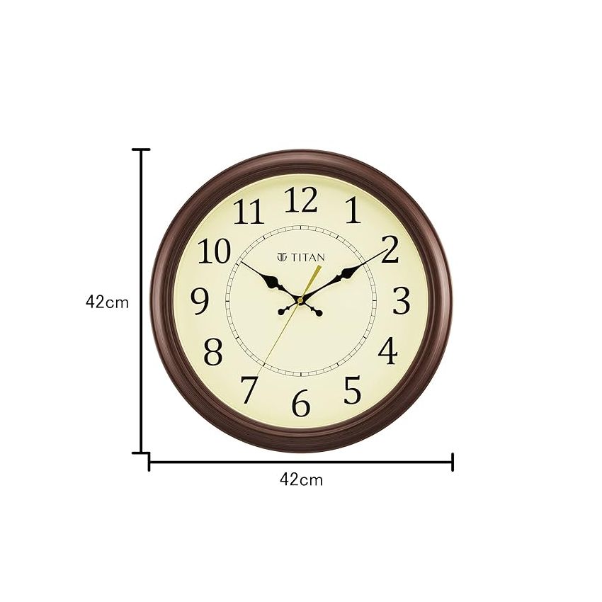 Titan Plastic Classic Off White Analog Wall Clock Silent Sweep Technology, 42 X42 Cm (Large)
