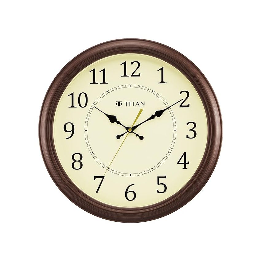 Titan Plastic Classic Off White Analog Wall Clock Silent Sweep Technology, 42 X42 Cm (Large)