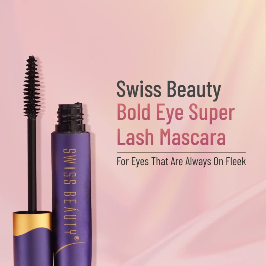 Swiss Beauty Bold Eye Super Lash Waterproof Mascara For Thicker Lashes |Smudge Proof Mascara For Eye Makeup| Black, 7.5Ml |