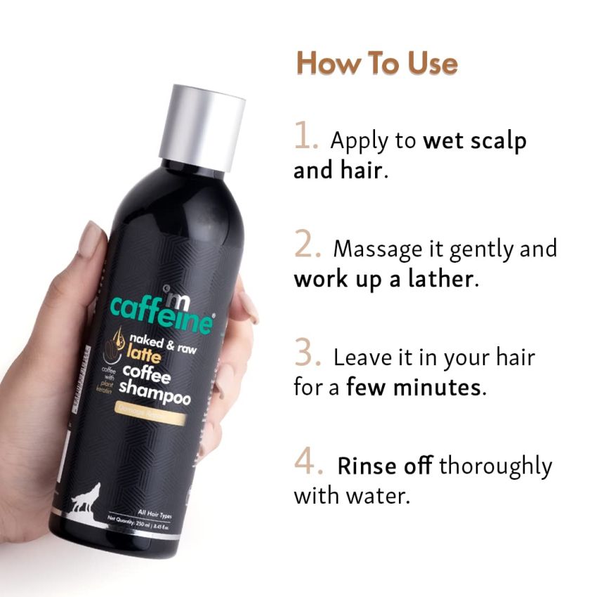 mCaffeine Latte Coffee Shampoo for Damage Repair with Coconut Milk & Keratin | Moisturizes and Nourishes Dry Hair | Sulphate & Paraben Free for Smooth & Shiny Hair | For Men & Women | 250 ml