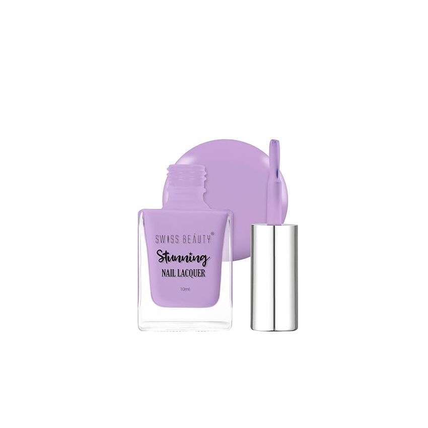 Swiss Beauty Stunning Nail Lacquer | Chip Resistant, Quick drying nail paint | Highly Pigmented with high shine Nail polish | Shade - Royal Lavender, 10gm