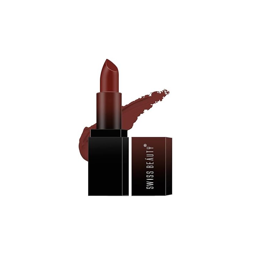 Swiss Beauty Hd Matte Pigmented Smudge Proof Lipstick | Creamy Matte Long Stay Lipstick | Chocolave, 3.4g
