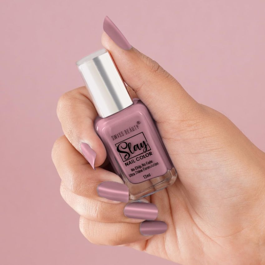 Swiss Beauty Slay Nail Color | Gossy Finish, Long Lasting Nail Paint| Chip resistant, Quick drying Nail Polish | Shade- Lavender Love, 13ml
