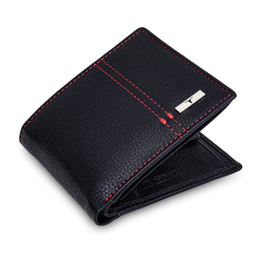URBAN FOREST Liam Black/Red Leather Wallet for Men