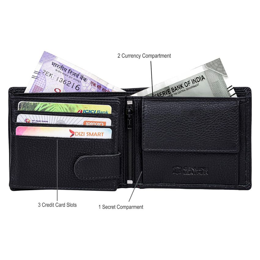 URBAN FOREST Liam Black/Red Leather Wallet for Men