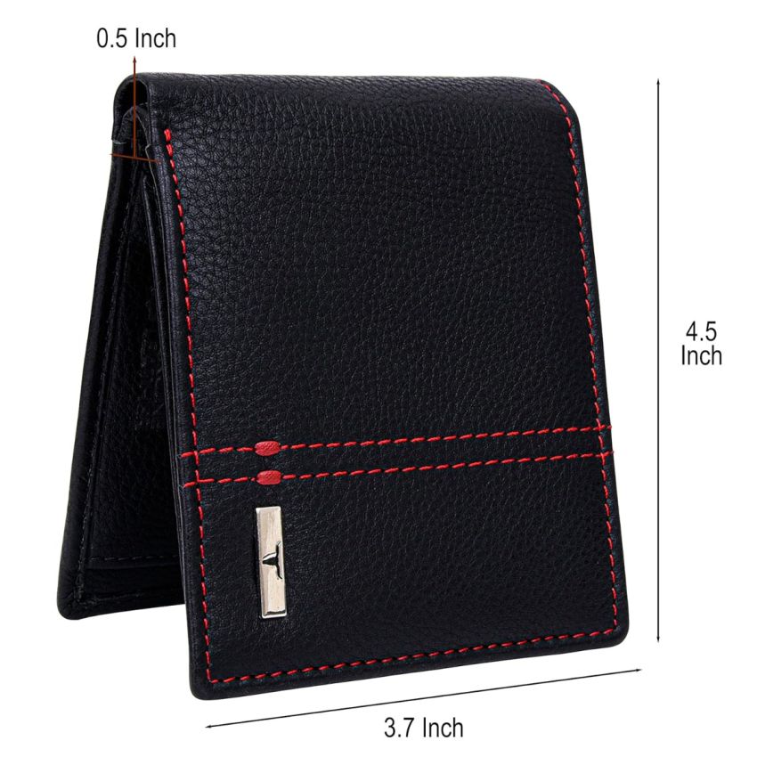 URBAN FOREST Liam Black/Red Leather Wallet for Men