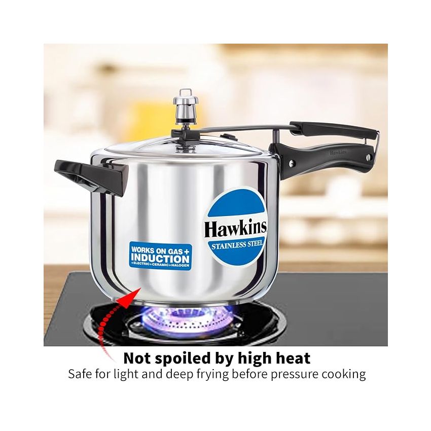 Hawkins 5 Litre Pressure Cooker, Stainless Steel Inner Lid Cooker, Induction Cooker, Silver (HSS50)