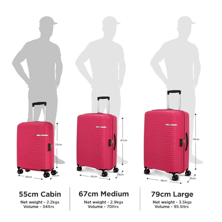 American Tourister Liftoff Spinner 55 Cm Berry Blast Polypropylene Cabin Hard Luggage with Double Wheel (Trolley/Speed_Wheel 4 Wheel Suitcase), Small, Pink