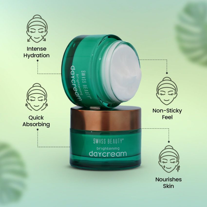 Swiss Beauty Light weight, Non greasy Brightening Day Cream for intense hydration | With Vitamin C | For all skin types | 50gm