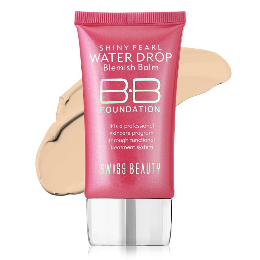 Swiss Beauty Matte Shiny Pearl Water Drop Blemish Long Lasting Balm BB Lightweight, Liquid Foundation, Face Makeup, Shade-04, 40ml