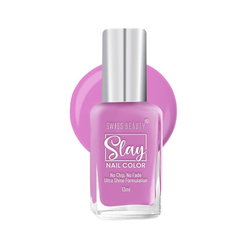 Swiss Beauty Slay Nail Color | Glossy Finish, Long Lasting Nail Paint| Chip resistant, Quick drying Nail Polish | Shade- Lilac, 25Ml