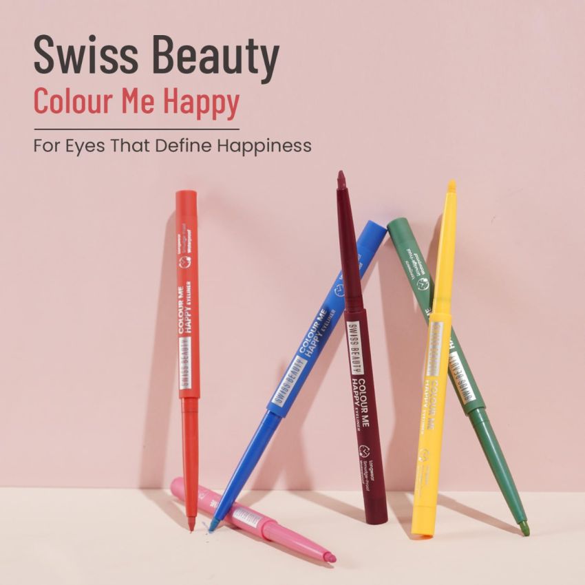 SWISS BEAUTY Colour Me Happy Matte Eyeliner Pencil | Waterproof & Smudge-Proof Pencil | Long-Lasting | Shade- White Lily, 0.4Gm