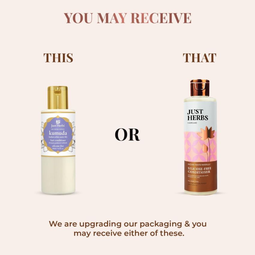 Just Herbs - Ayurvedic Kumuda Indian White Waterlily Hair Conditioner | Anti Hairfall Herbal Conditioner for Men and Women | Suitable for Dry, Curly and Frizzy Hair | Sulphate and Paraben Free