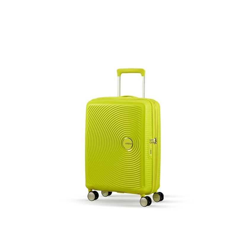 American Tourister Curio Spinner Expandable Small Cabin Luggage Bag 55 Cm Polypropylene Hardsided 8 Wheels Suitcase for Travel (Tropical Lime)
