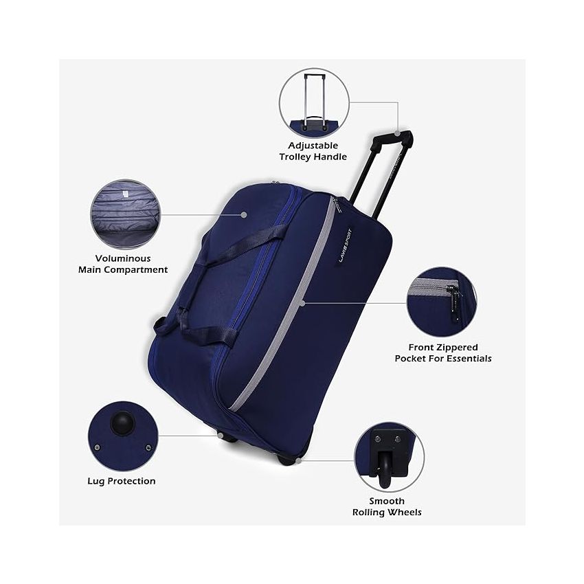 Lavie Sport Lino Wheel Duffel Bag | 2 Wheel Duffle Bag | Built to Last Wheels and Trolley