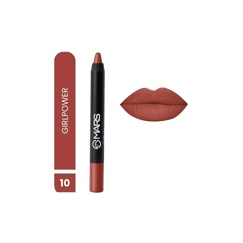 MARS Long Lasting Crayon Lipstick up to 12 Hours Stay | Matte Finish | Waterproof | Won't Smudge Won't Budge Lip Crayon (3.5 gm) 01-I Am Strong