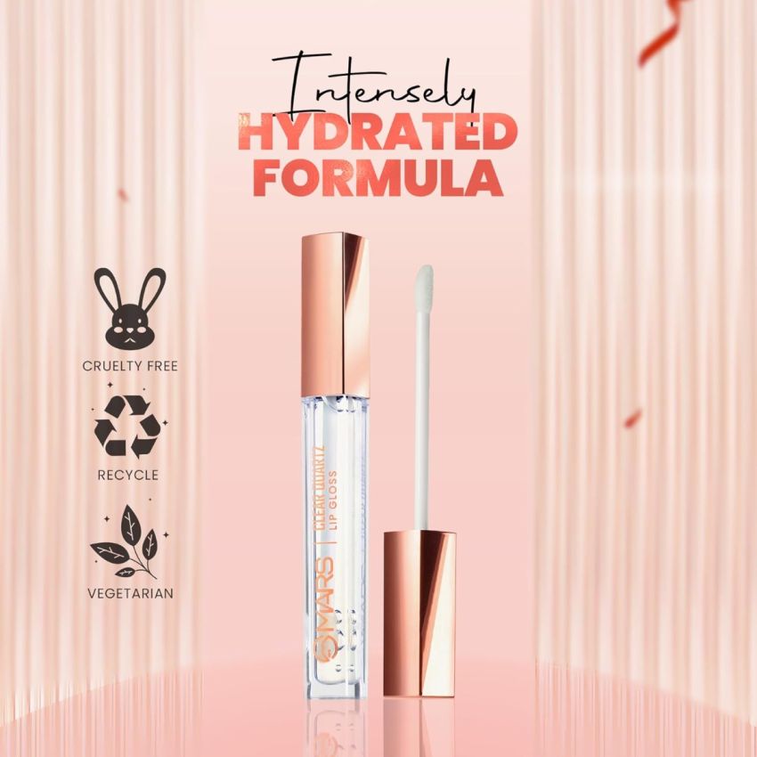 MARS Clear Quartz Lip Gloss for Women | Hydrating & High Shine | Lightweight Weight & Comfortable Lipgloss (3.0 ml)