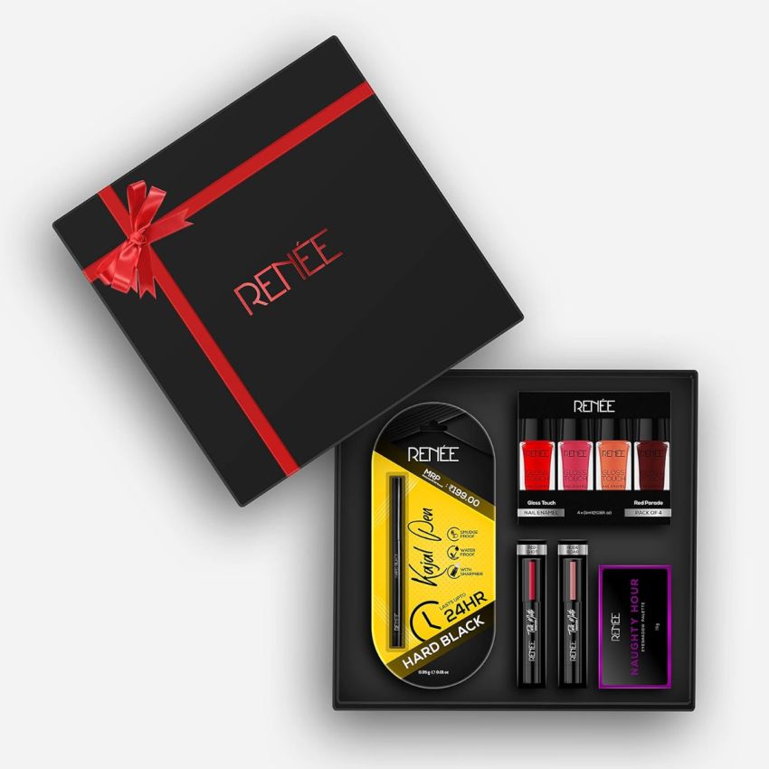 RENEE Glamup Makeup Kit Combo| Includes Eyeshadows, Lipsticks Red & Nude with Kajal| Best Gifts For Girlfriend, Wife, Women, Girls| Cruelty free
