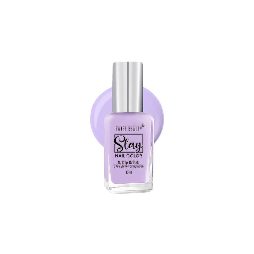 Swiss Beauty Slay Nail Color | Glossy Finish, Long Lasting Nail Paint| Chip resistant, Quick drying Nail Polish | Shade- Lit Lavender, 25Ml