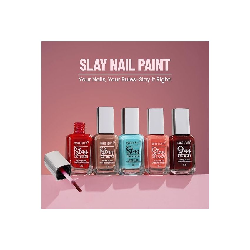 Swiss Beauty Slay Nail Color | Glossy Finish, Long Lasting Nail Paint| Chip resistant, Quick drying Nail Polish | Shade- Lit Lavender, 25Ml