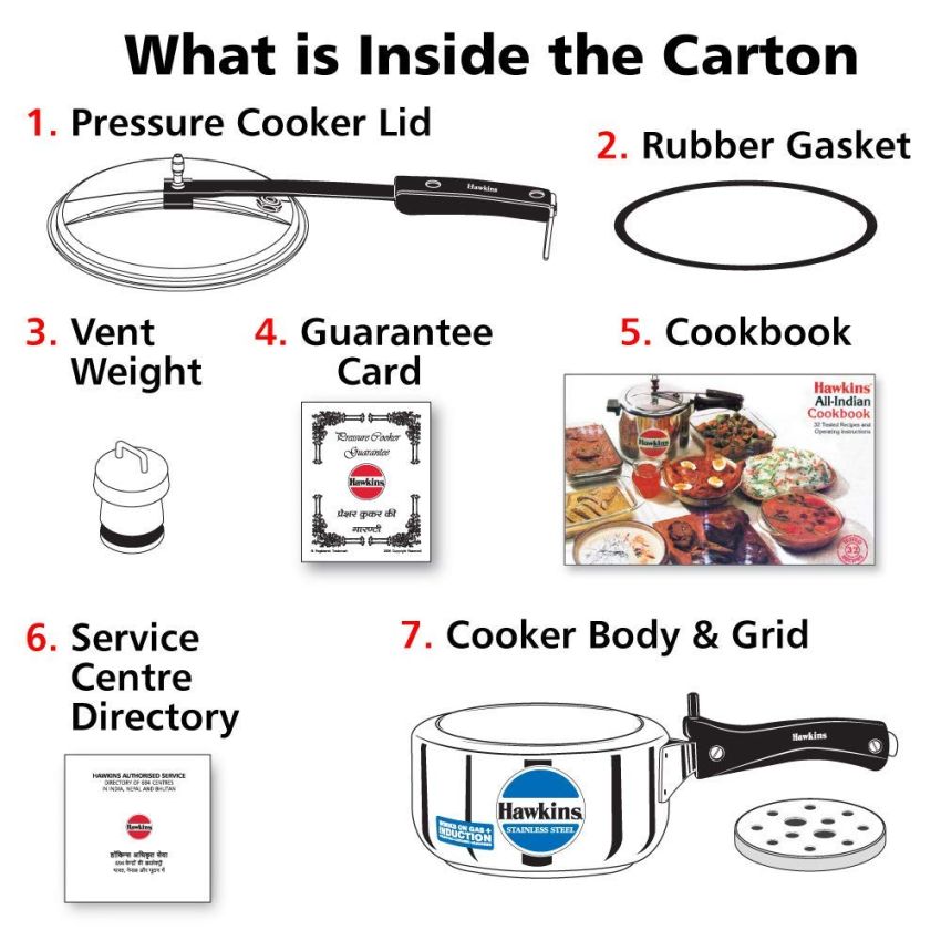 Hawkins Stainless Steel Pressure Cooker 1.5 and 3 (Tall) litres, Set of 2