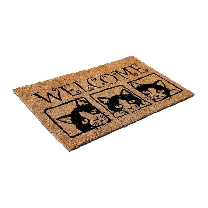 Onlymat Welcome Printed Sun Line Design Anti-Slip Rectangular Doormat Entryway Rug Natural Coir Material, PVC Backing for Outdoor Entrance Home Multipurpose Mats Floor Door Hall Drawing Room Living Room (75cm x 45cm)