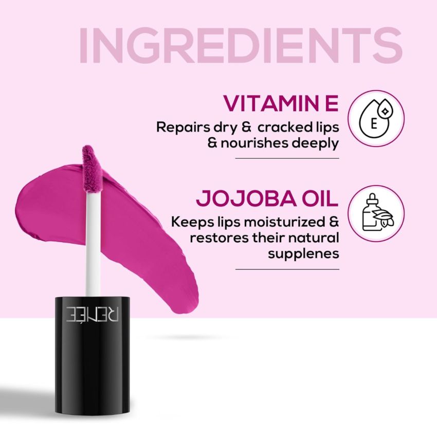 RENEE Marble Liquid Lipstick - LM02 Stella 4.5ml, Rich Color Payoff & Matte Finish| Weightless, Unique Long Lasting Formula, Transfer & Smudge Proof| Enriched with Vitamin E & Jojoba Oil