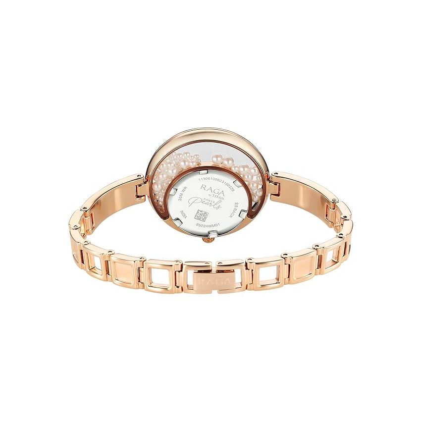 Titan Raga Power Pearls Quartz Analog White Dial with Loose Pearls Metal Strap Watch for Women-NS95224WM01F/NT95224WM01F