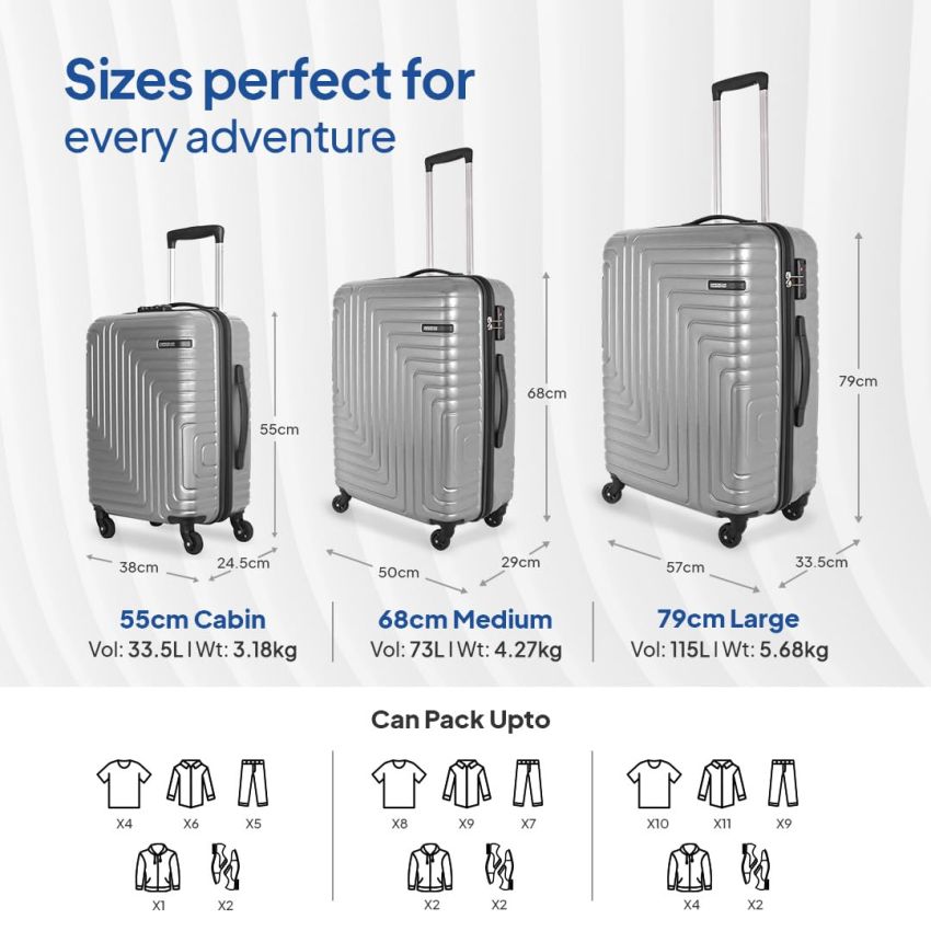 American Tourister Polycarbonate (PC) Ivy Nxt 68Cm Medium Hardside 4 Spinner Wheel Check-in Suitcase with Multi-Stage Telescopic Trolley and Mounted Tsa Lock for Women&Men - Silver
