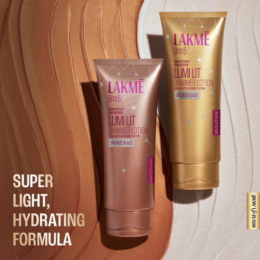Lakme Lumi Lit Highlighter in Body Lotion with Hyaluronic Acid - Bronze, 100g